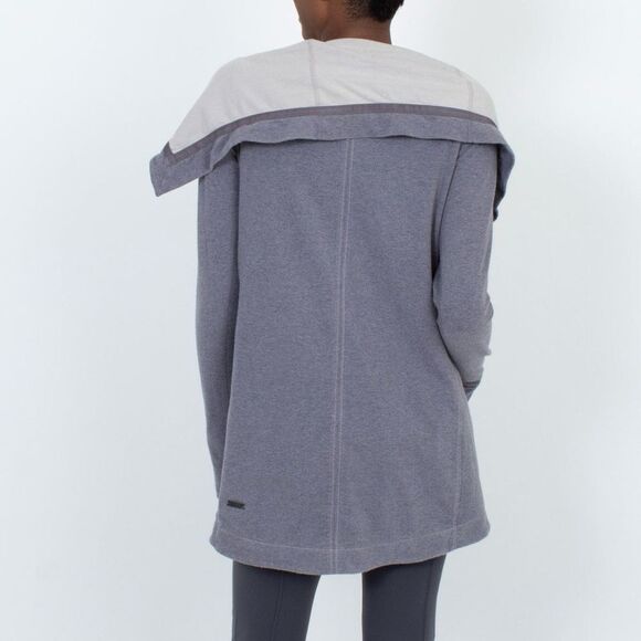Lululemon ‘Method Wrap’ Gray Cowl Neck Asymmetrical Zip Up Jacket - Picture 4 of 10